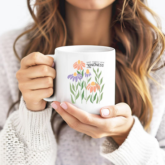 Treat Yourself With Kindness Inspirational Coffee Mug