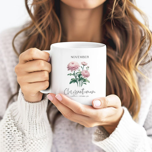 November Chrysanthemum Birthday Month Flower Inspirational Coffee Mug