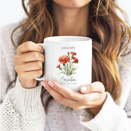 January Carnation Birthday Month Flower Inspirational Coffee Mug
