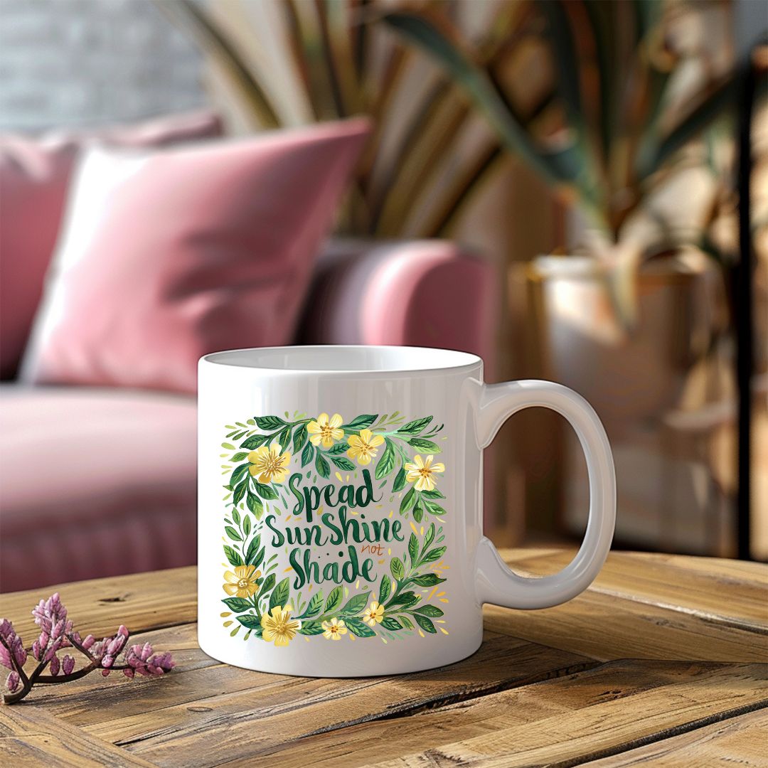 Spread Sunshine Not Shade Inspirational Coffee Mug