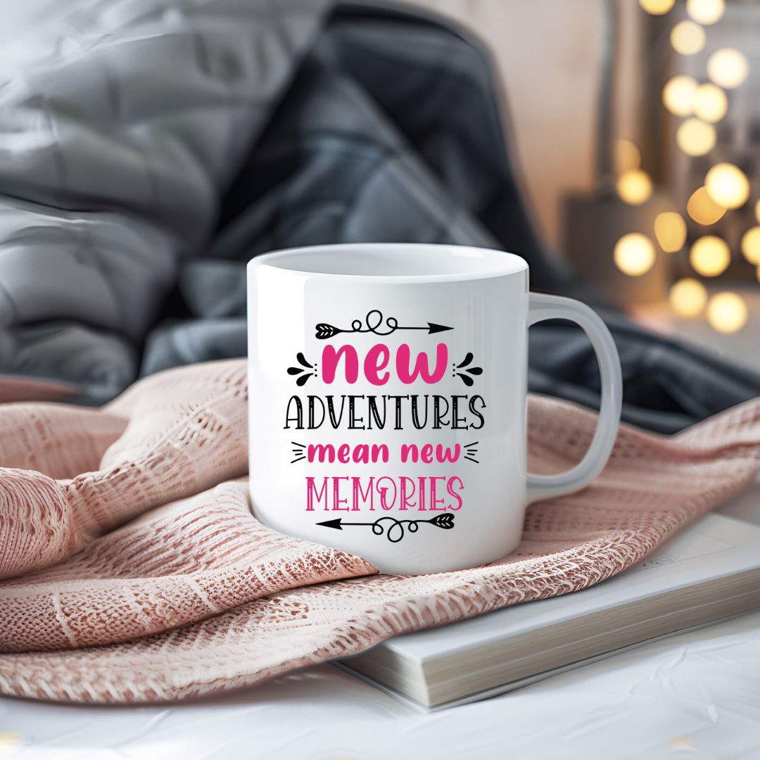 New Adventures Mean New Memories Inspirational Coffee Mug