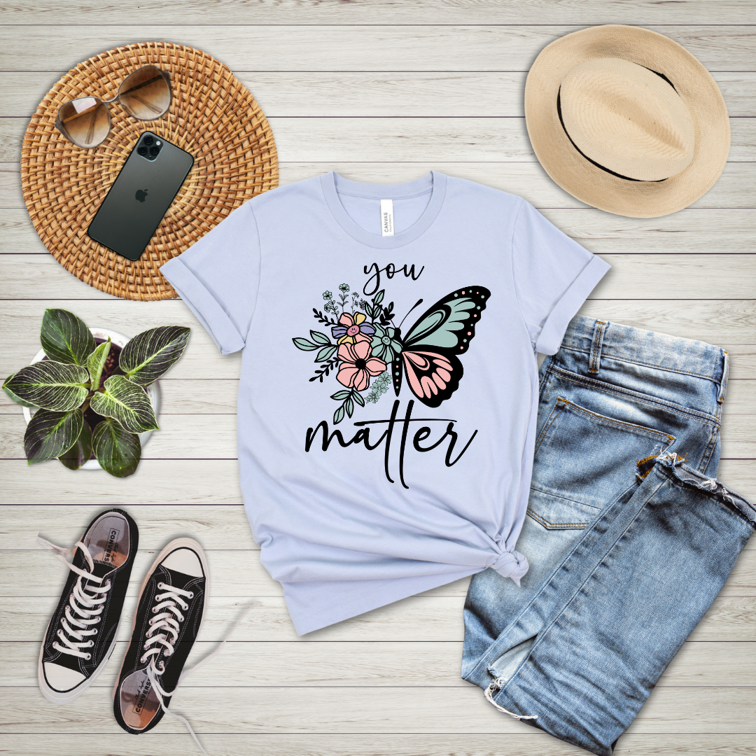 You Matter Floral Butterfly T-Shirt