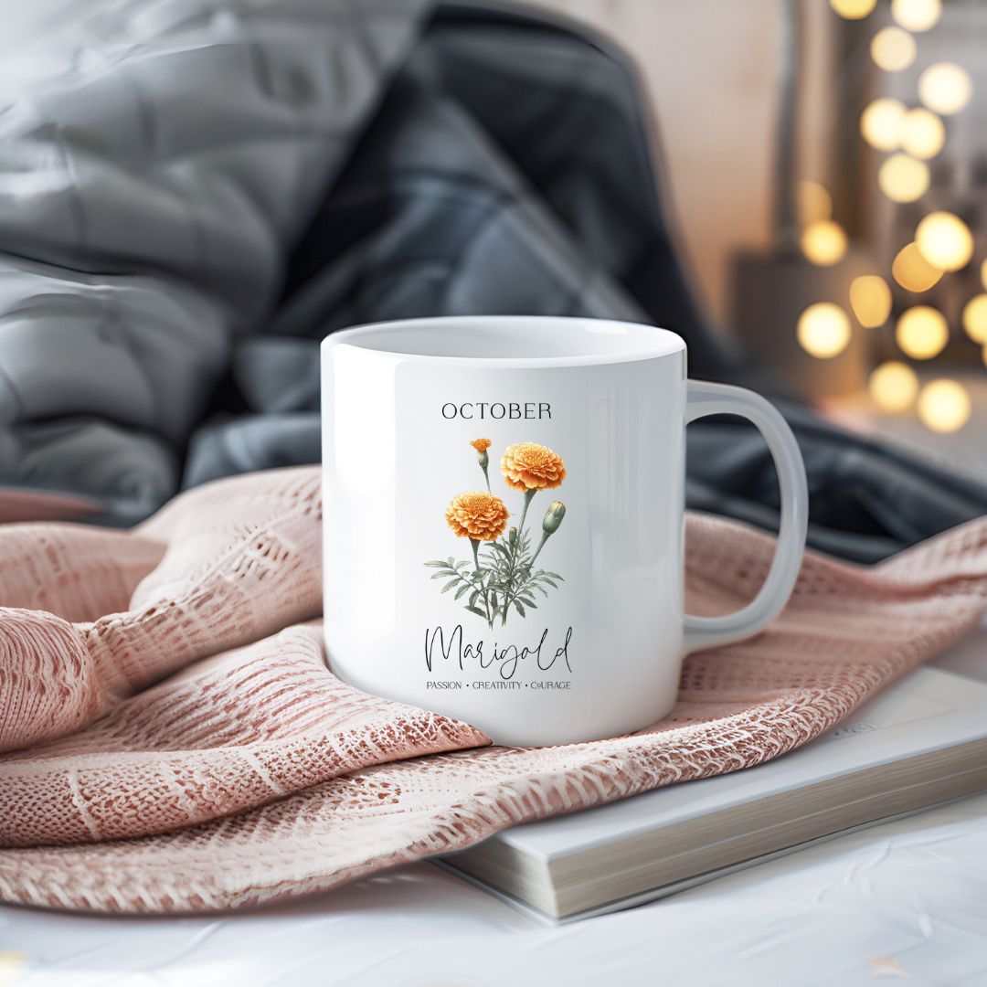 October Marigold Birthday Month Flower Inspirational Coffee Mug