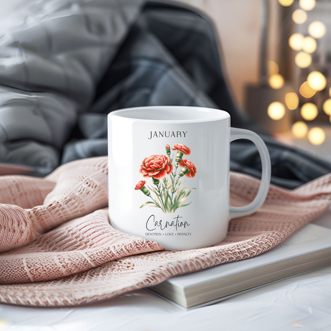 January Carnation Birthday Month Flower Inspirational Coffee Mug