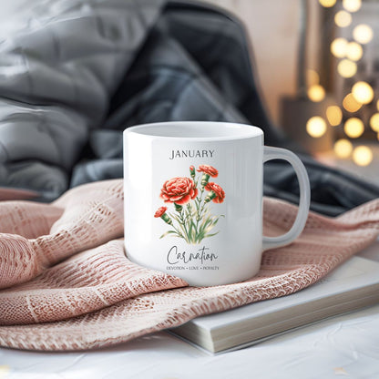 January Carnation Birthday Month Flower Inspirational Coffee Mug