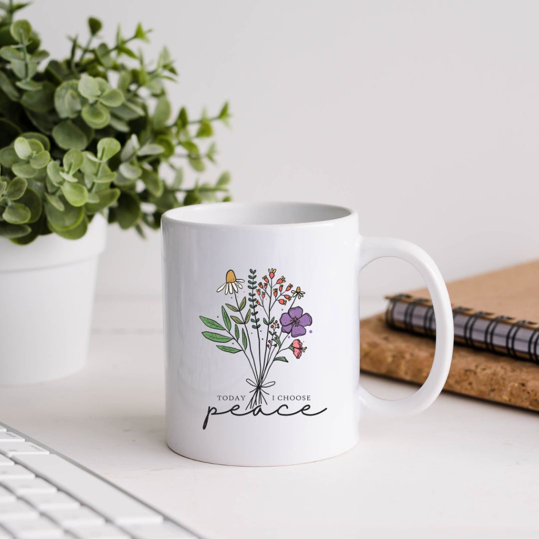 Today I Choose Peace Wildflowers Inspirational Coffee Mug