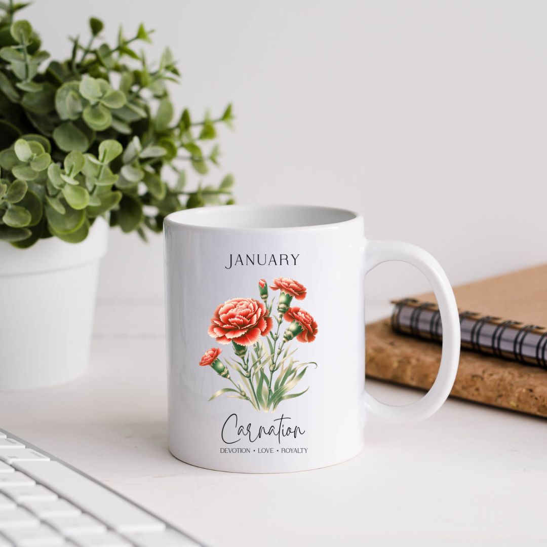January Carnation Birthday Month Flower Inspirational Coffee Mug