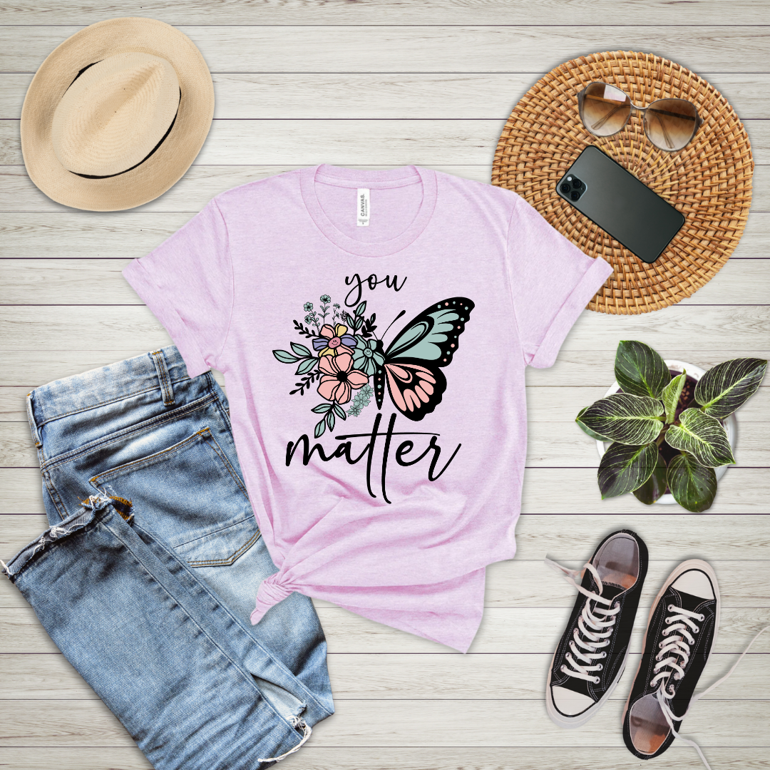 You Matter Floral Butterfly T-Shirt